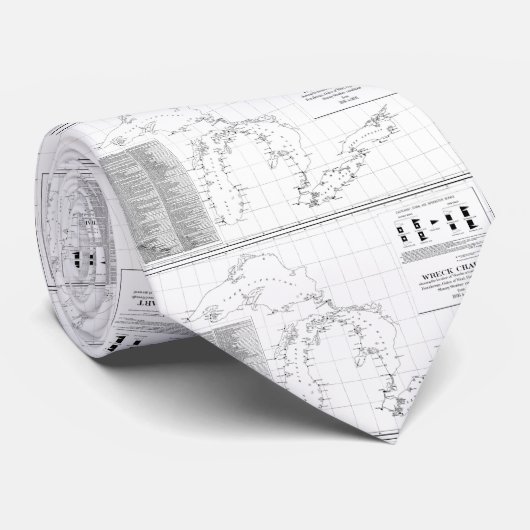 Cravate Carte vintage des naufrages des Great Lakes (Roulé)