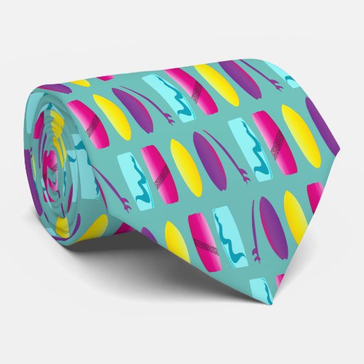 Cravate Cartes de surf Kiteboard Fun Turquoise Patternes (Roulé)