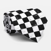 Cravate Carton de contrôle en marbre noir et argent blanc (Roulé)