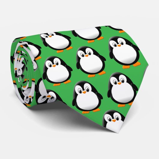 Cravate Carton vert mignon en pingouin (Roulé)