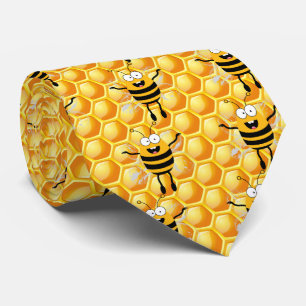 Cravate Cartoon Bee Honey pattern