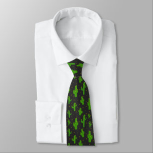 Cravate Cartoon Cactus Motif sur Charcoal Grey