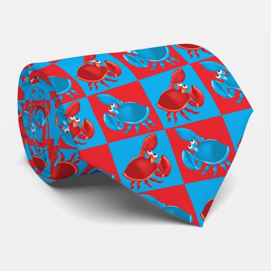 Cravate Cartoon crabe mosaïque (Roulé)