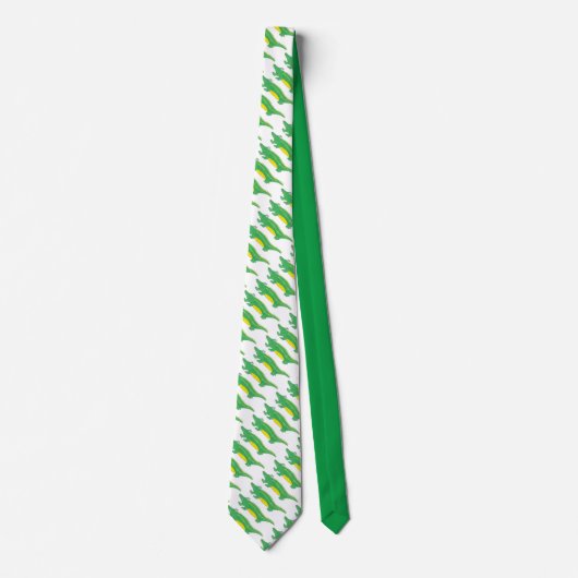 Cravate Cartoon Gator Alligator vert Croc Crocodile Cravat (Devant)