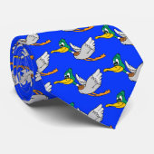 Cravate Cartoon Mallard Duck Flying (Roulé)