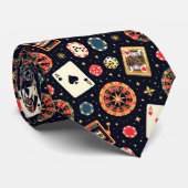 Cravate Casino pattern theme on black (Roulé)