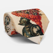 CRAVATE CASQUE DE CHEVALIER ANTIQUE, DRAGONS ET PIEDS ROUG (Roulé)