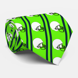 Cravate Casque de football blanc sur Lime Green Necktie
