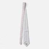 Cravate Casse-Noisette Gingham Pastel Monogramme (Dos)
