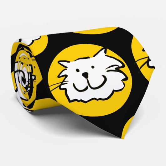Cravate Cat drôle visage motif design (Roulé)