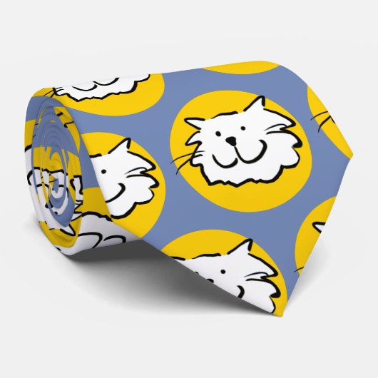 Cravate Cat drôle visage motif design (Roulé)