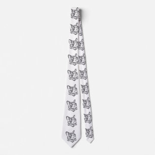 Cravate Cat head in ornament - choose background color