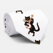 Cravate Cat playing banjo (Roulé)
