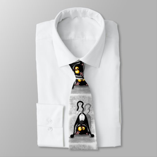 Cravate Cat Upside Down Funny Cartoon Character (Attaché)