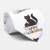 Cravate Cat with Halloween - Choose back color (Roulé)