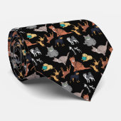 Cravate Cats And Dogs Pattern Design On Black  (Roulé)