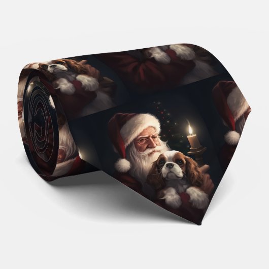 Cravate Cavalier King avec le Père Noël Festif Noël (Roulé)