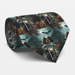 Cravate Cavalier King Charles Spaniel Halloween effrayant