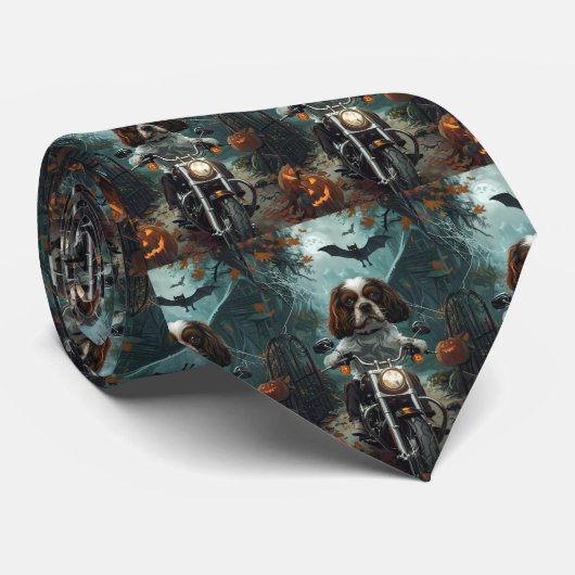 Cravate Cavalier King Charles Spaniel Halloween effrayant (Roulé)