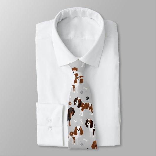 Cravate Cavalier King Charles Spaniel Paws and Bones (Attaché)