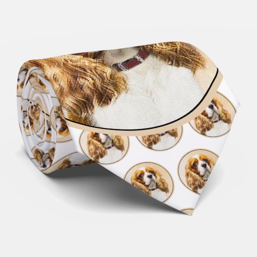 Cravate Cavalier King Charles Spaniel Peinture originale (Roulé)