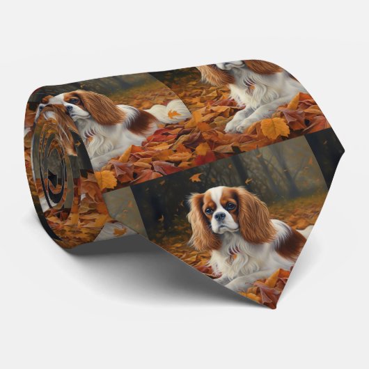 Cravate Cavalier King en automne Feuilles automne Inspirat (Roulé)
