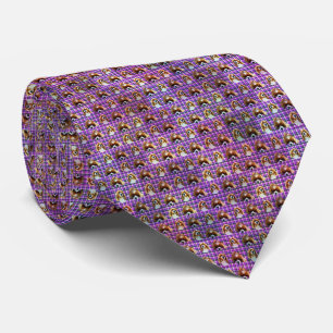 Cravate Cavalier Spaniels sur tartan violet,