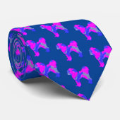 Cravate Cavapoo Chien Silhouette rose et bleu foncé bleu (Roulé)
