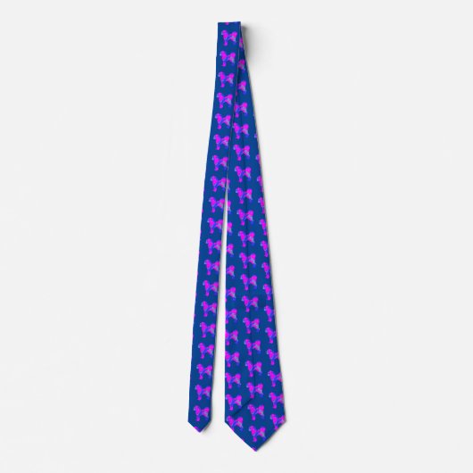 Cravate Cavapoo Chien Silhouette rose et bleu foncé bleu (Dos)