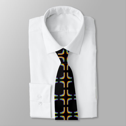 Cravate Ceinture arc-en-ciel et noire avec Motif Abstrait (Attaché)