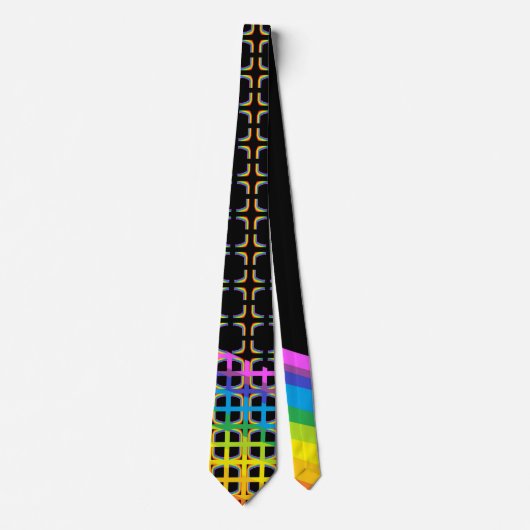 Cravate Ceinture arc-en-ciel et noire avec Motif Abstrait (Devant)