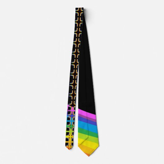 Cravate Ceinture arc-en-ciel et noire avec Motif Abstrait (Dos)