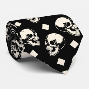 Cravate Célébration d'Halloween à motif diamant de crânes