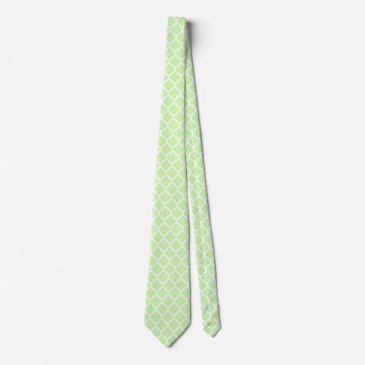 Cravate Celery Green White Moroccan Quatrefoil Pattern #5 (Devant)