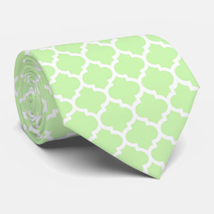 Cravate Celery Green White Moroccan Quatrefoil Pattern #5