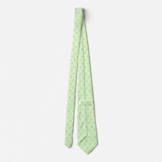 Cravate Celery Green White Moroccan Quatrefoil Pattern #5 (Dos)