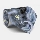 Cravate Céleste Lune étoiles Dreamy Sky Bold Monogramme (Roulé)