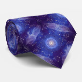 Cravate Celestial Indigo Watercolor Space Constellation (Roulé)