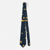 Cravate Celestial Moon & Stars Pattern – Midnight (Devant)