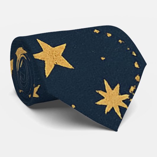 Cravate Celestial Moon & Stars Pattern – Midnight (Roulé)