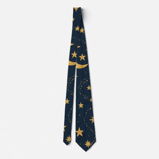 Cravate Celestial Moon & Stars Pattern – Midnight (Dos)