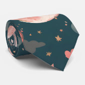 Cravate Celestial Romance Dreamy Moon & Stars Valentine Se (Roulé)