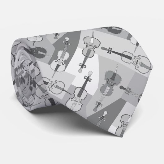 Cravate Cellos à galets gris (Roulé)