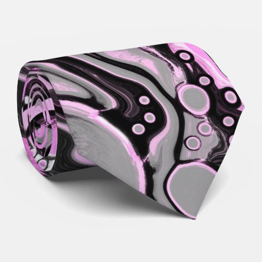 Cravate Cellules d'art fluides en marbre rose et noir Mode (Roulé)