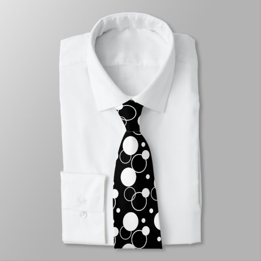 Cravate Cercle blanc et noir (Attaché)