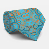 Cravate Cercle Concentré Dégradé Orange Rust Turquoise (Roulé)