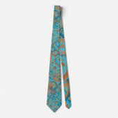 Cravate Cercle Concentré Dégradé Orange Rust Turquoise (Devant)
