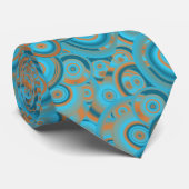 Cravate Cercle Concentré Dégradé Orange Rust Turquoise (Roulé)
