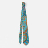 Cravate Cercle Concentré Dégradé Orange Rust Turquoise (Dos)