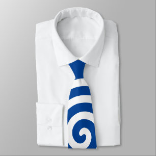 Cravate Cercle spiral blanc sur bleu